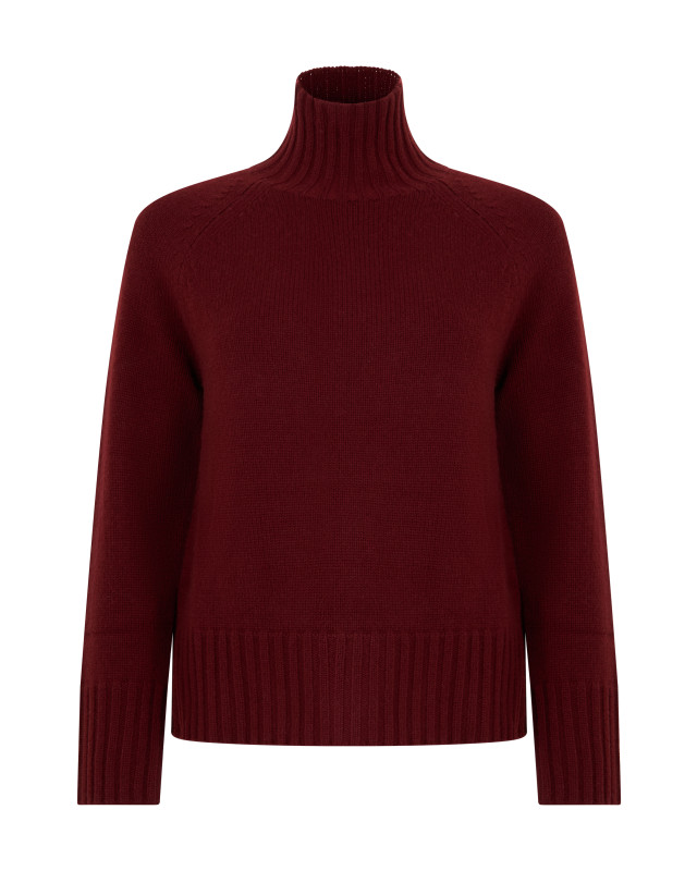Wool and cashmere jumper with high collar