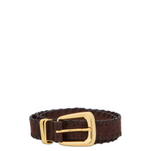 Leather belt with buckle