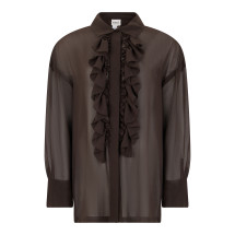 Sheer blouse with ruffles