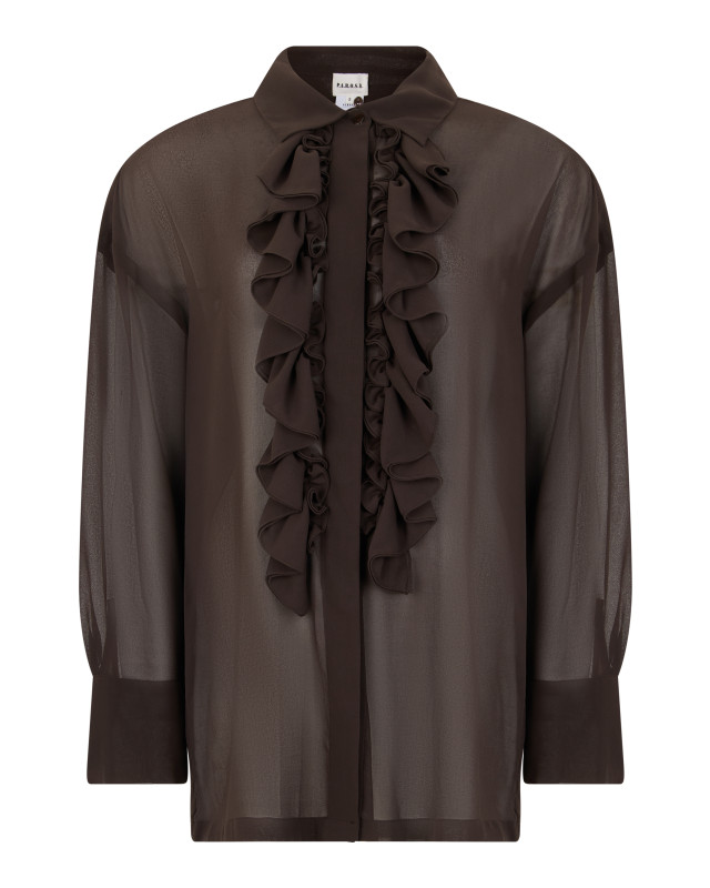 Sheer blouse with ruffles