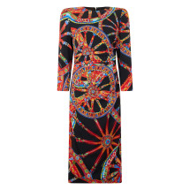 Long dress with long sleeves and graphic pattern