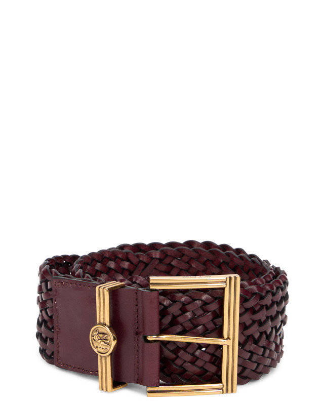 Woven leather belt