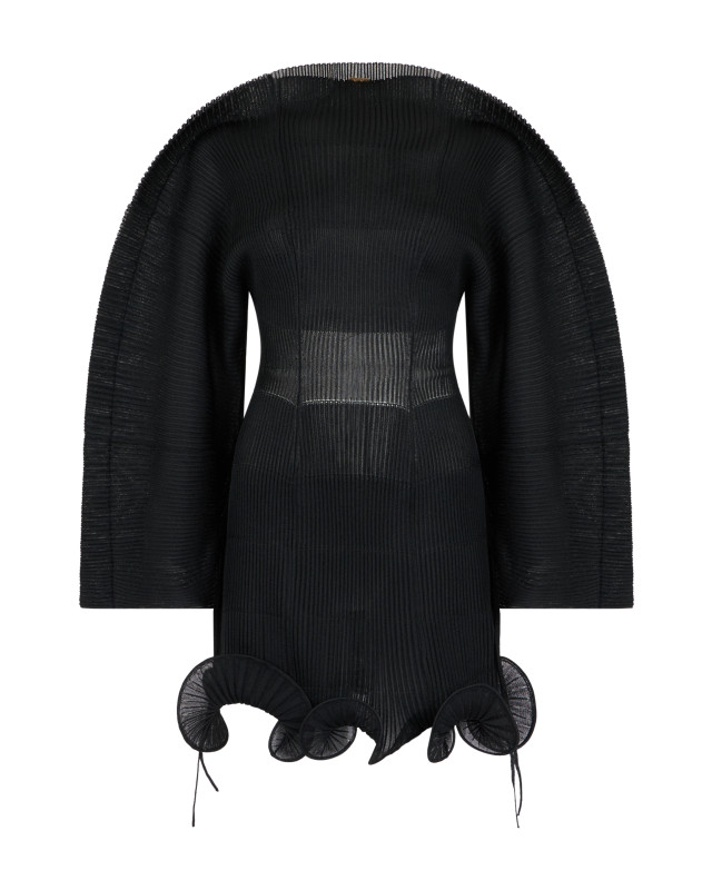 Pleated dress with wide sleeves