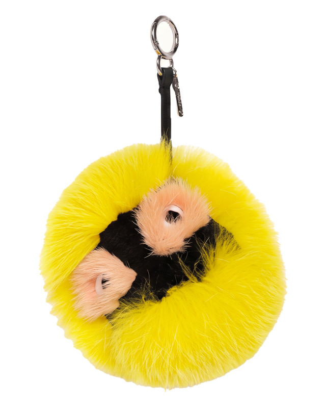 Metal and fur keychain