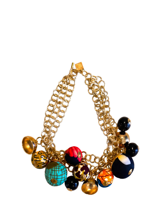 Necklace with colored pendants