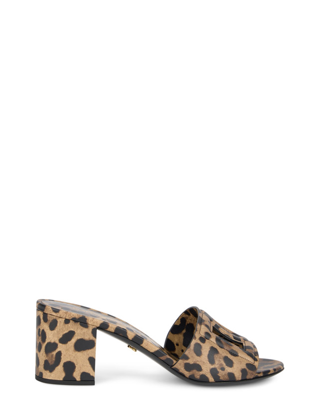 Leopard print high heel sandals