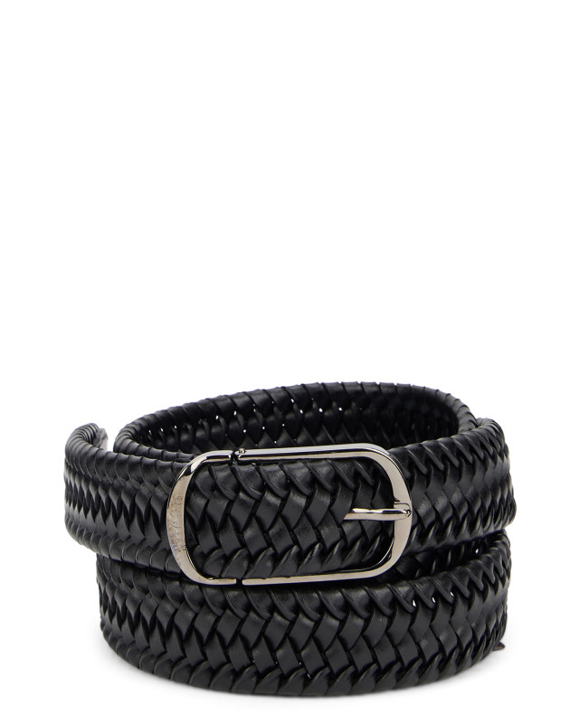 Woven leather belt