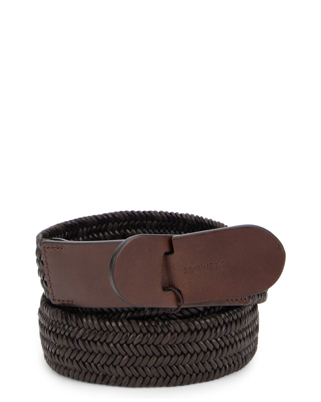 Woven leather belt