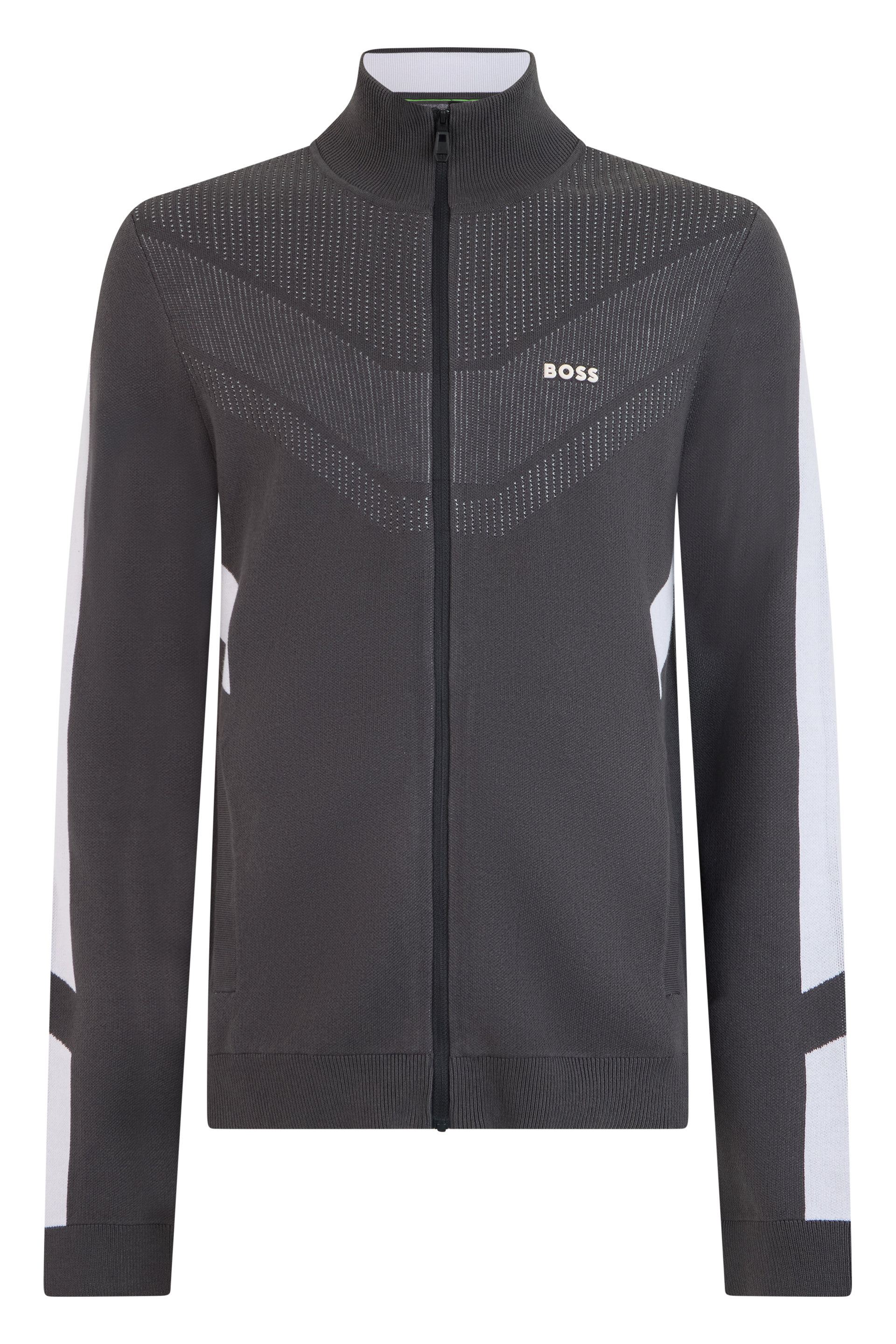 Cotton sweatshirt with zip and high collar