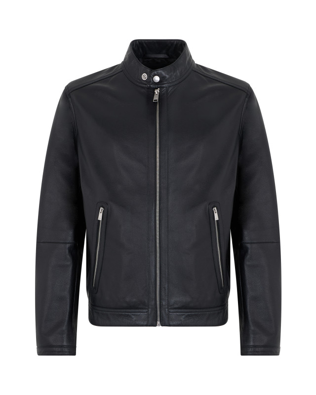 Leather jacket with zipper