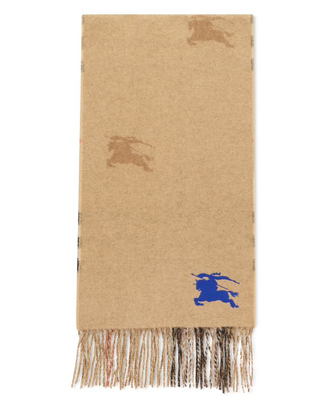 Scarf with fringes and logo