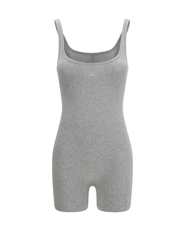 Moon Logo Ribbed Jersey Short Catsuit