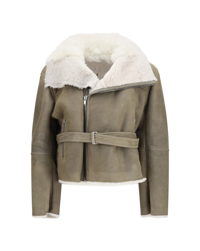 Cropped suede and shearling Flight Jacket