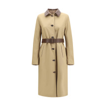 Reversible cotton gabardine and cashmere Pied-de-Poule Trench Coat