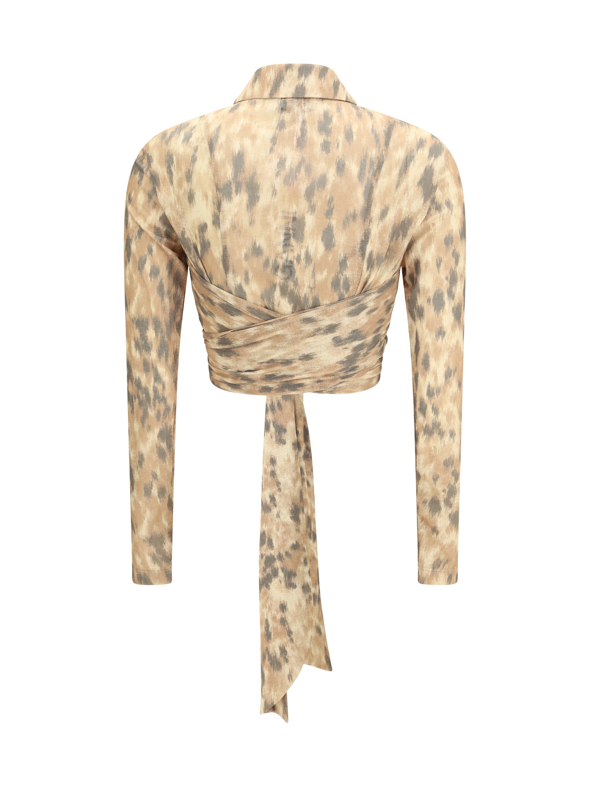 Printed marl mesh tie Blouse