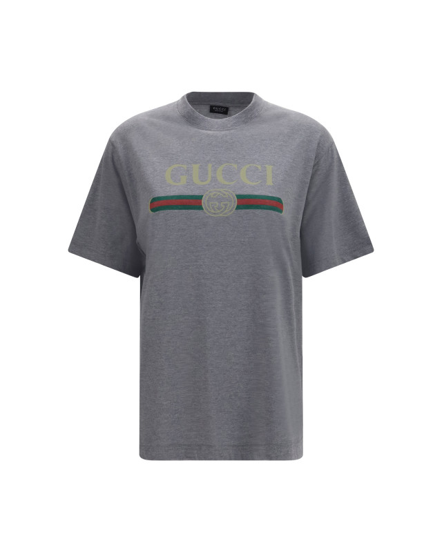 Cotton and silk jersey printed T-shirt