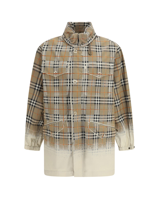 Gabardine Parka with faded Check print