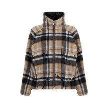 Checkered Jacket with High Collar