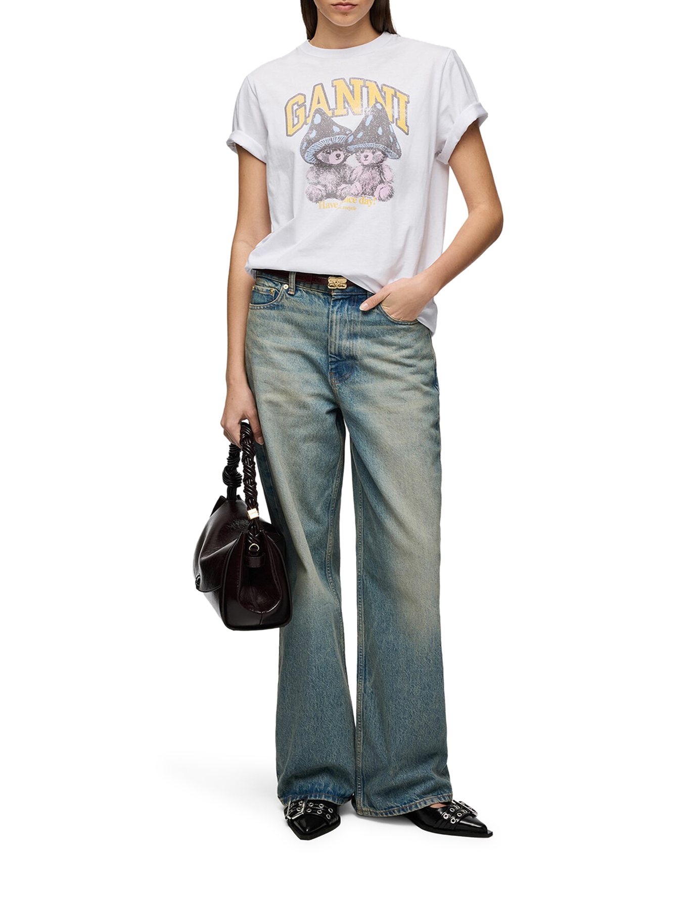 [GANNI] T-shirts Short Sleeve FW26 A1050311151 BRIGHT WHITE