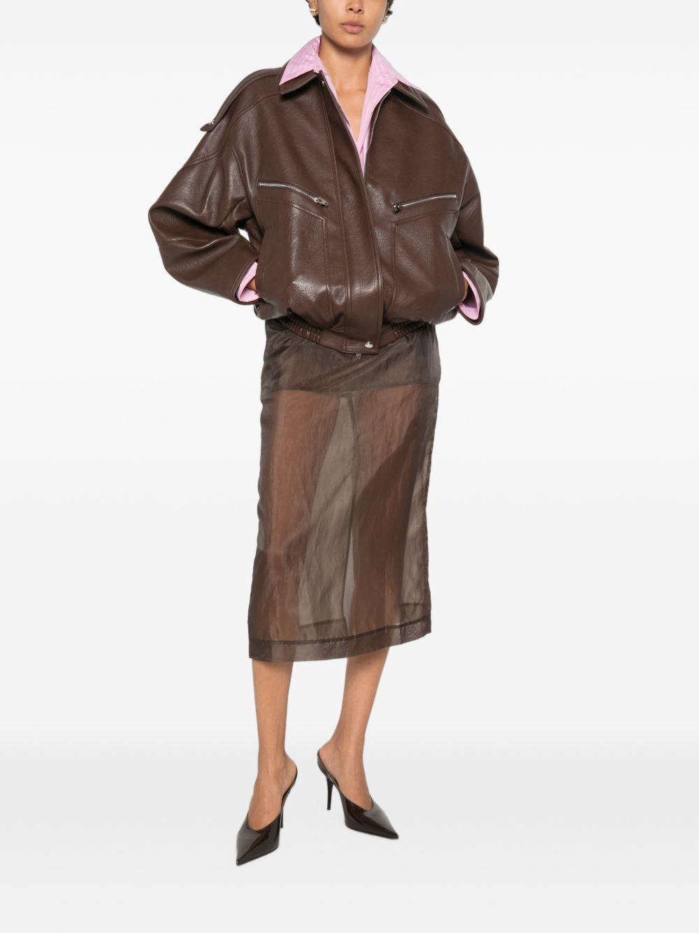 [THE FRANKIE SHOP] Leather Jacket FW26 JAFS22714200BROWN