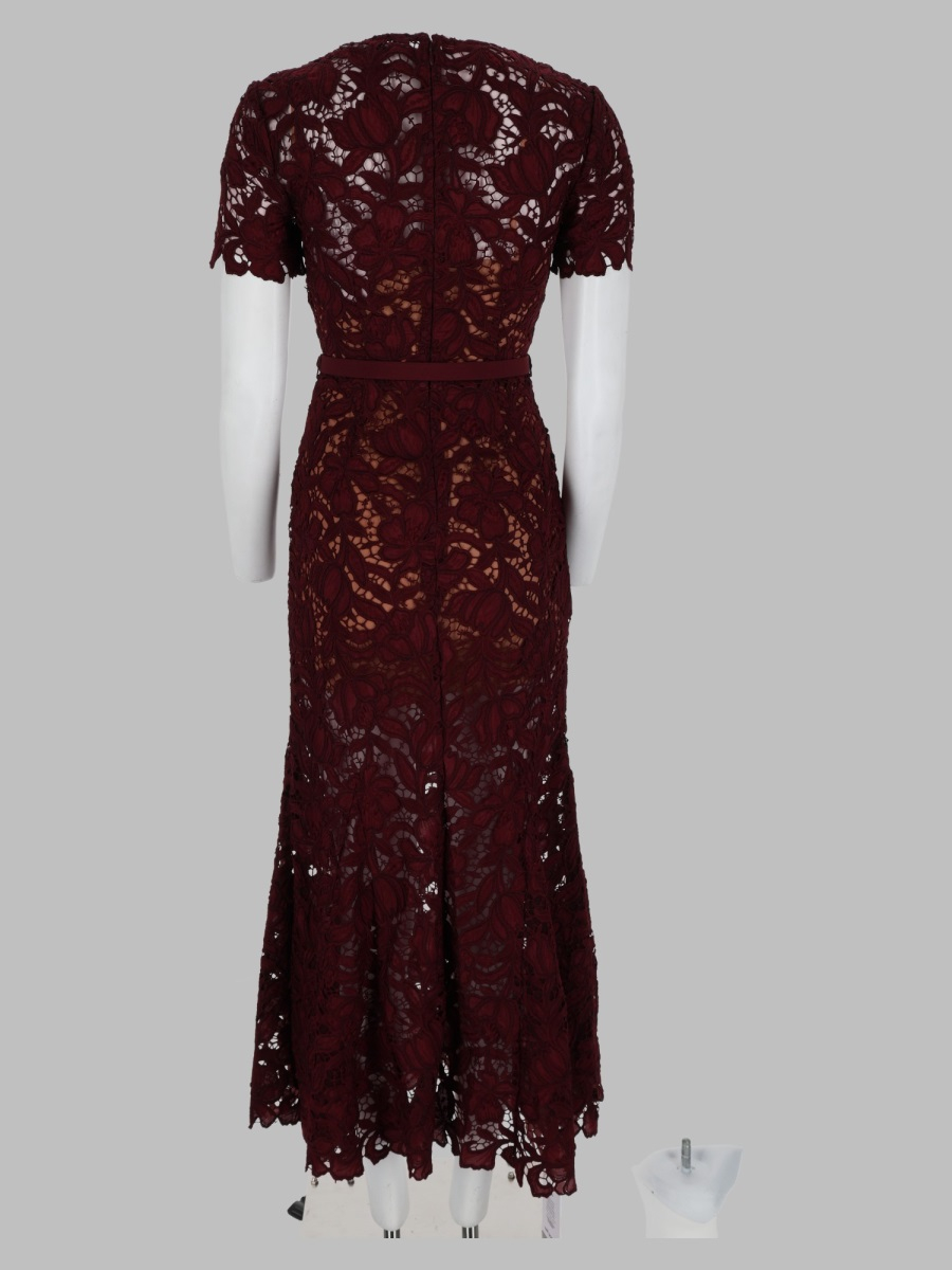 [Self-portrait] Short sleeve dress FW26 PF26-107M-BU_BURGUNDY