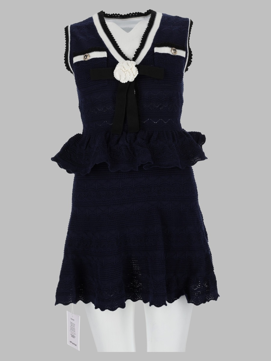 [Self-portrait] Sleeveless dress FW26 PF26-075S-N_NAVY