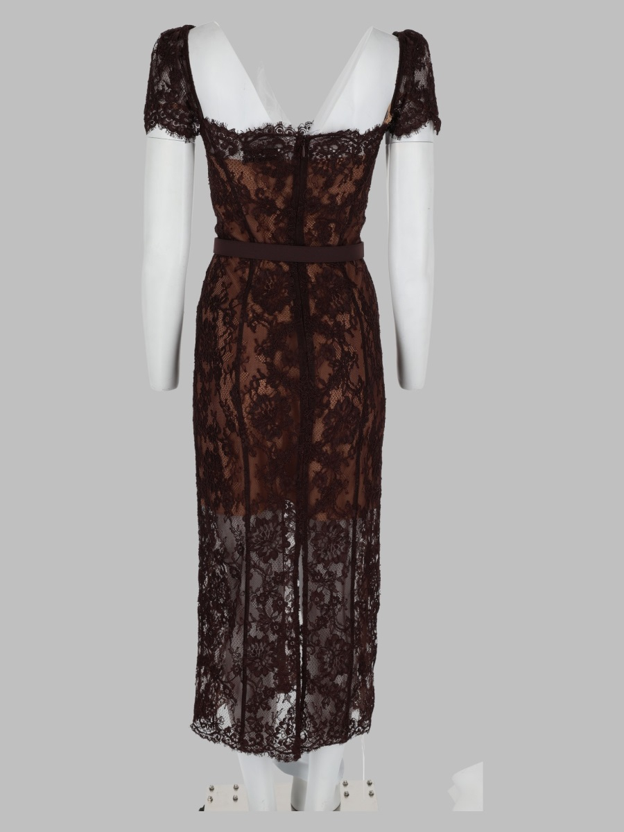 [Self-portrait] Short sleeve dress FW26 PF26-099MA-BR_BROWN