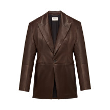 [Saint Laurent] Leather Jacket FW26 A0038GY5OA22820 MARRON FONCE