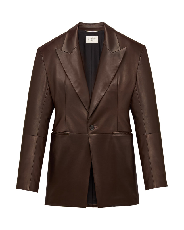 [Saint Laurent] Leather Jacket FW26 A0038GY5OA22820 MARRON FONCE
