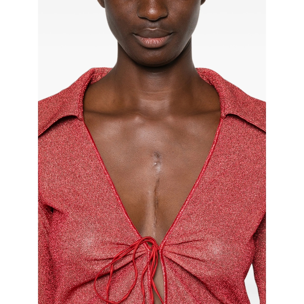 [OSEREE] Blouse FW26 LCF257 LUREX PLUM CORAL