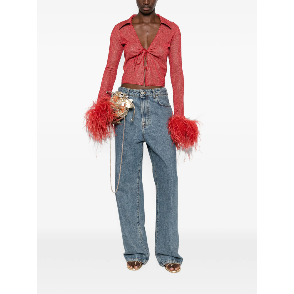 [OSEREE] Blouse FW26 LCF257 LUREX PLUM CORAL