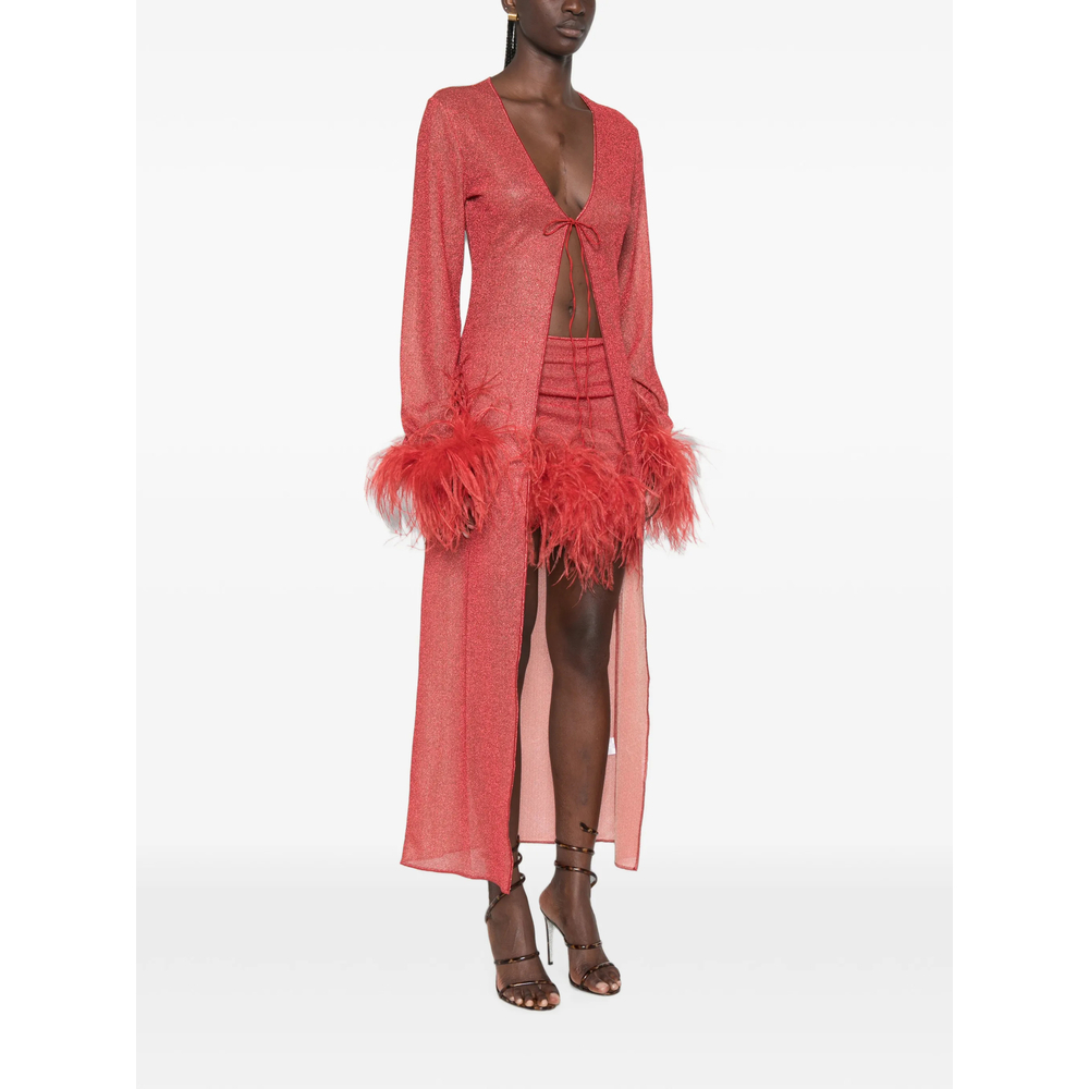 [OSEREE] Long sleeve dress FW26 LKF257 LUREX PLUM CORAL