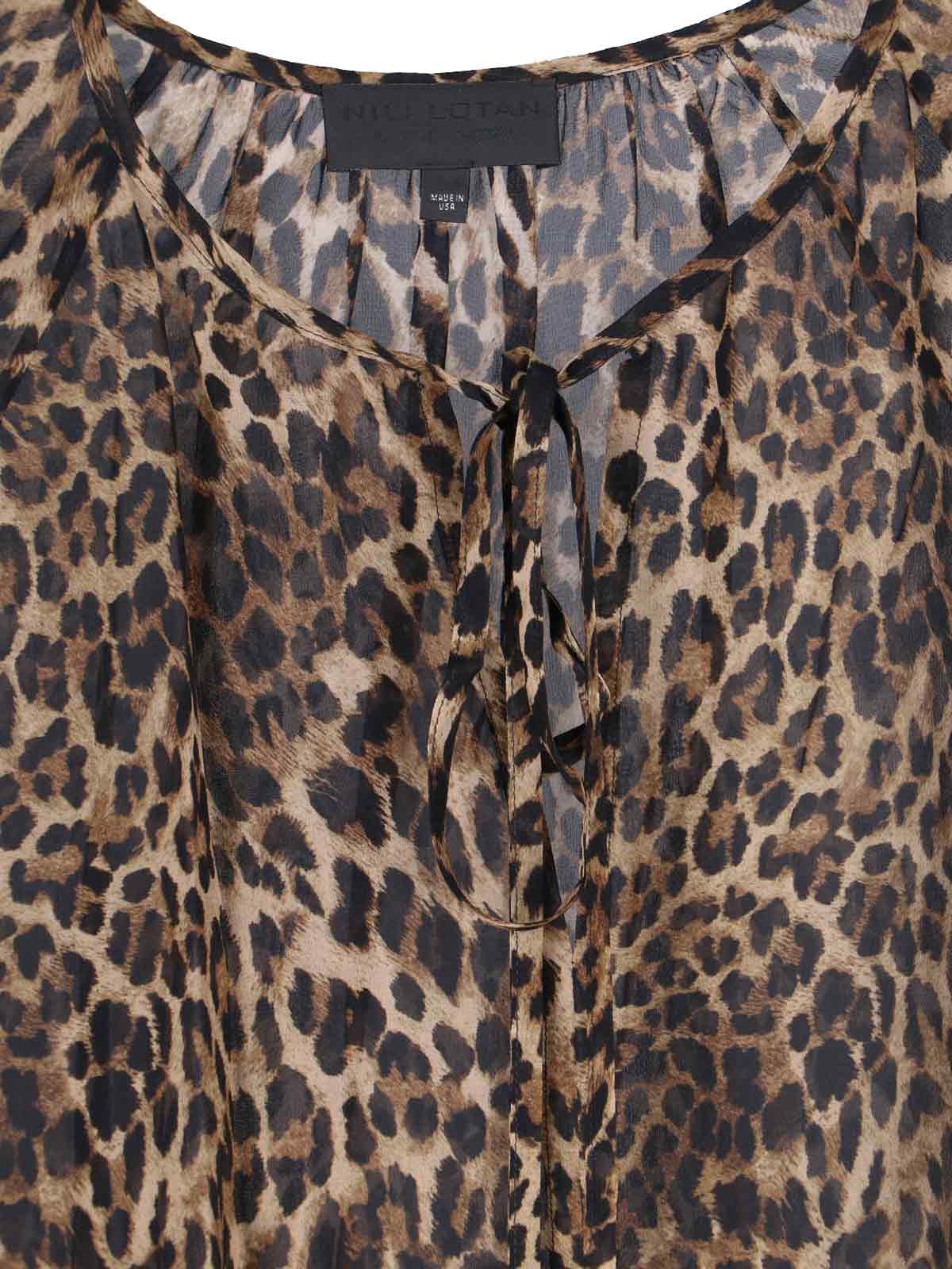 [Nili Lotan] Shirts Long Sleeve SS26 561 W1722VINTAGE LEOPARD PRINT