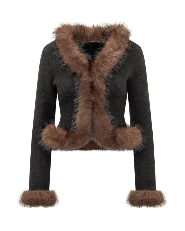 [Self-portrait] Mouton jacket FW26 AW26148CB BLACK