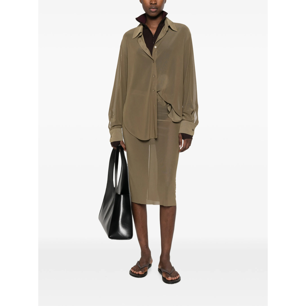 [THE FRANKIE SHOP] Midi skirt FW26 SUVA SHEER  KHAKI