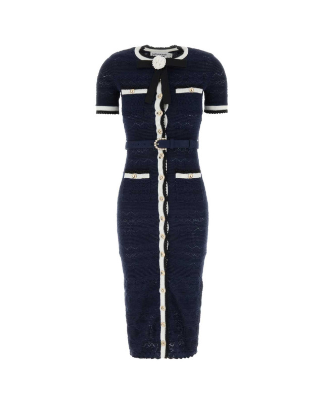 [SELF PORTRAIT] Short sleeve dress FW26 PF26072MAN NAVY
