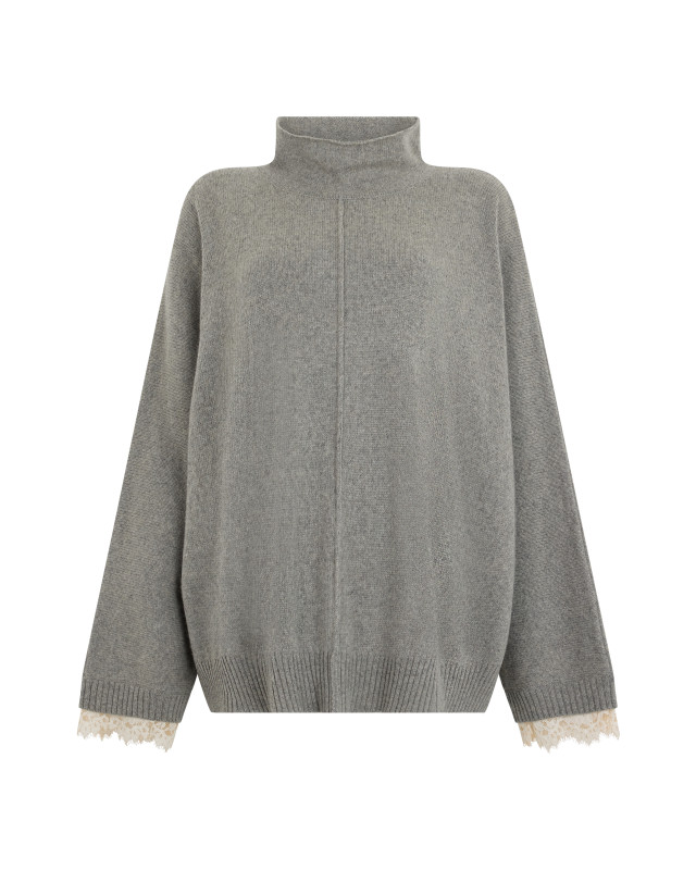 Oversized sweater with high collar