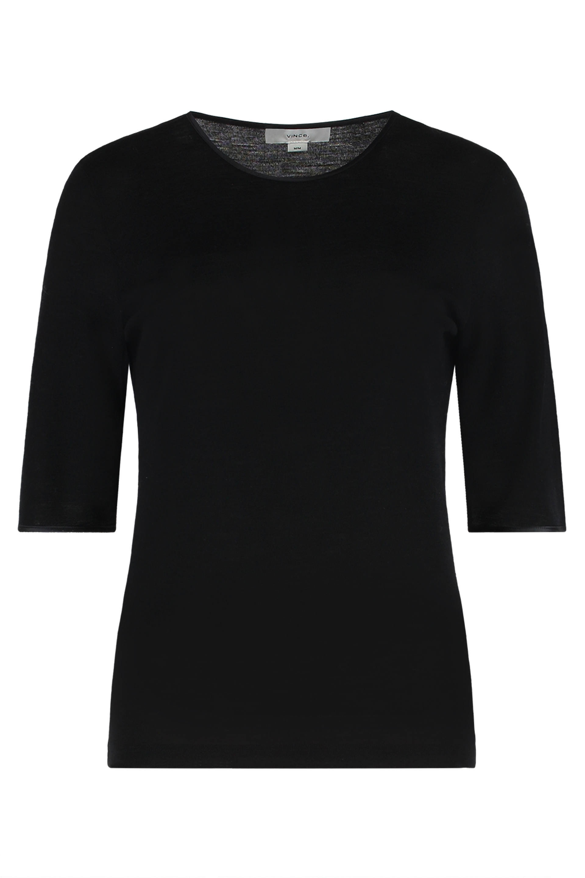 Wool t-shirt with elbow-length sleeves and satin finishes