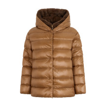 Padded jacket with hood with synthetic fur