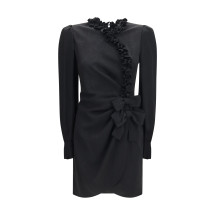 Silk jacquard mini Dress with ruffles
