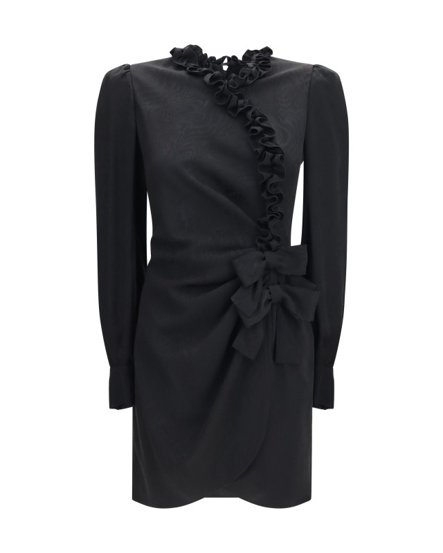 Silk jacquard mini Dress with ruffles