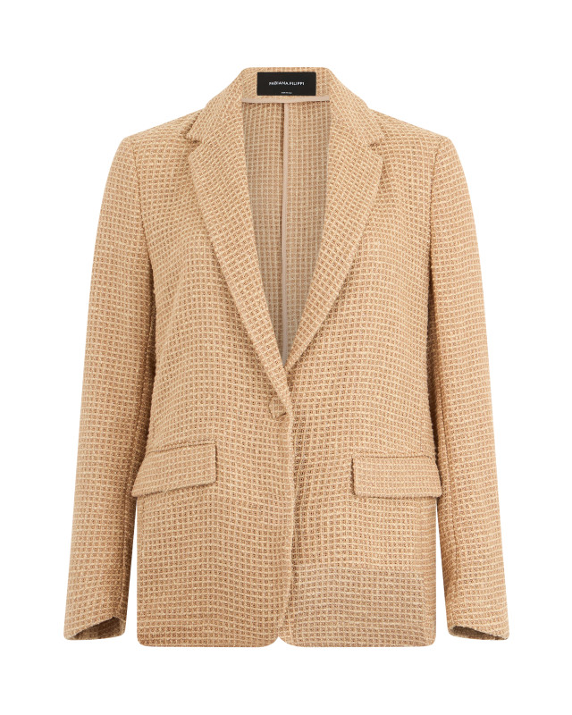 Single-breasted blazer in crafted fabric